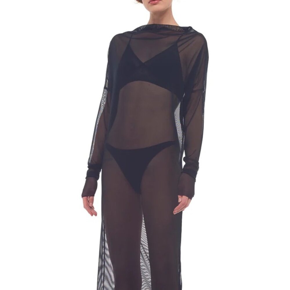 NWT Norma Kamali ALL IN ONE Black Mesh Gown - SMALL